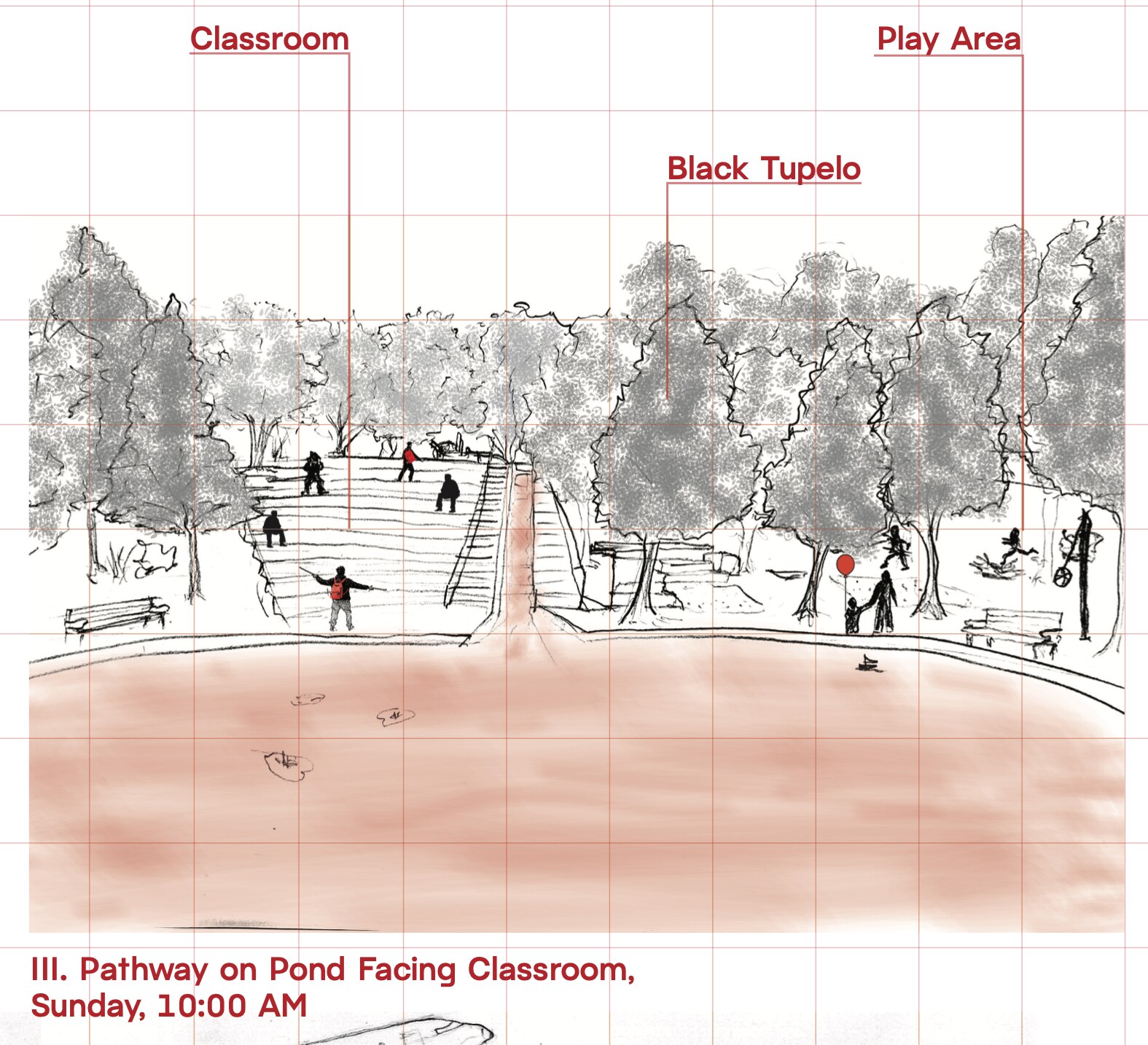 III. Pathway on Pond Facing Classroom, Sunday, 10:00 AM